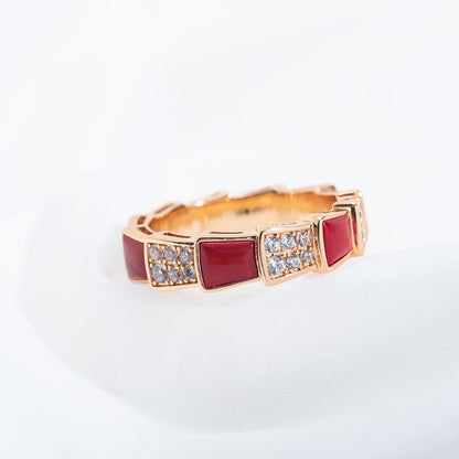 [Rose Jewellery]SERPENTI RING PINK GOLD CARNELIAN DIAMOND PAVED 4MM