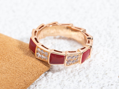 [Rose Jewellery]SERPENTI RING PINK GOLD CARNELIAN DIAMOND PAVED 4MM