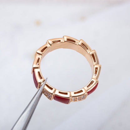 [Rose Jewellery]SERPENTI RING PINK GOLD CARNELIAN DIAMOND PAVED 4MM