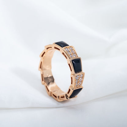 [Rose Jewellery]SERPENTI RING PINK GOLD BLACK MOP DIAMOND PAVED 4MM