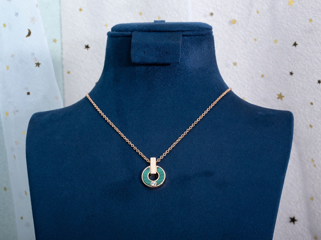 [Rose Jewellery]GARI NECKLACE PINK GOLD MALACHITE