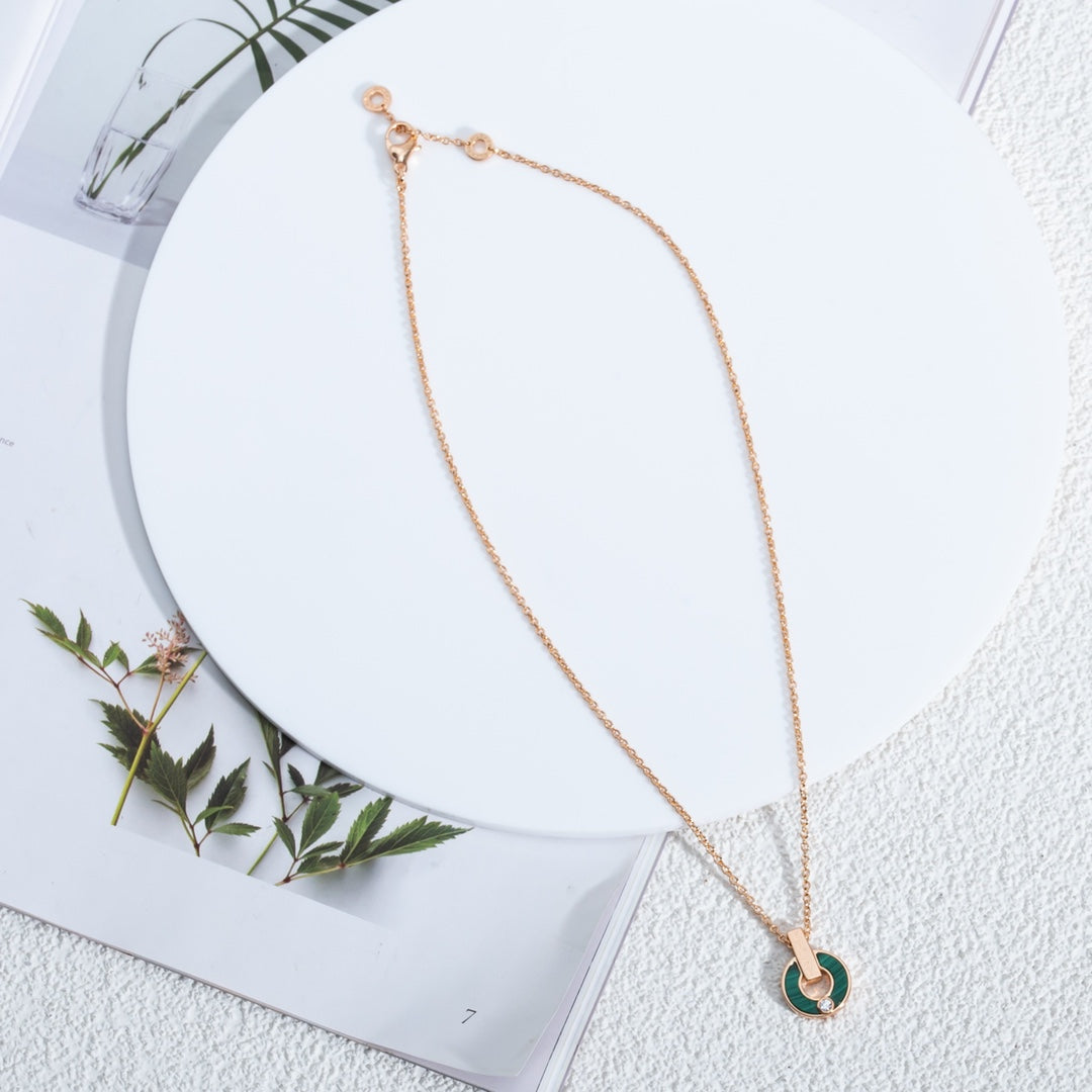 [Rose Jewellery]GARI NECKLACE PINK GOLD MALACHITE