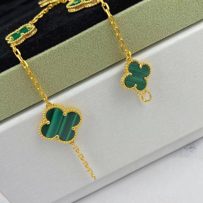 [Rose Jewellery]MAGIC CLOVER MALACHITE GOLD BRACELET 5 MOTIFS