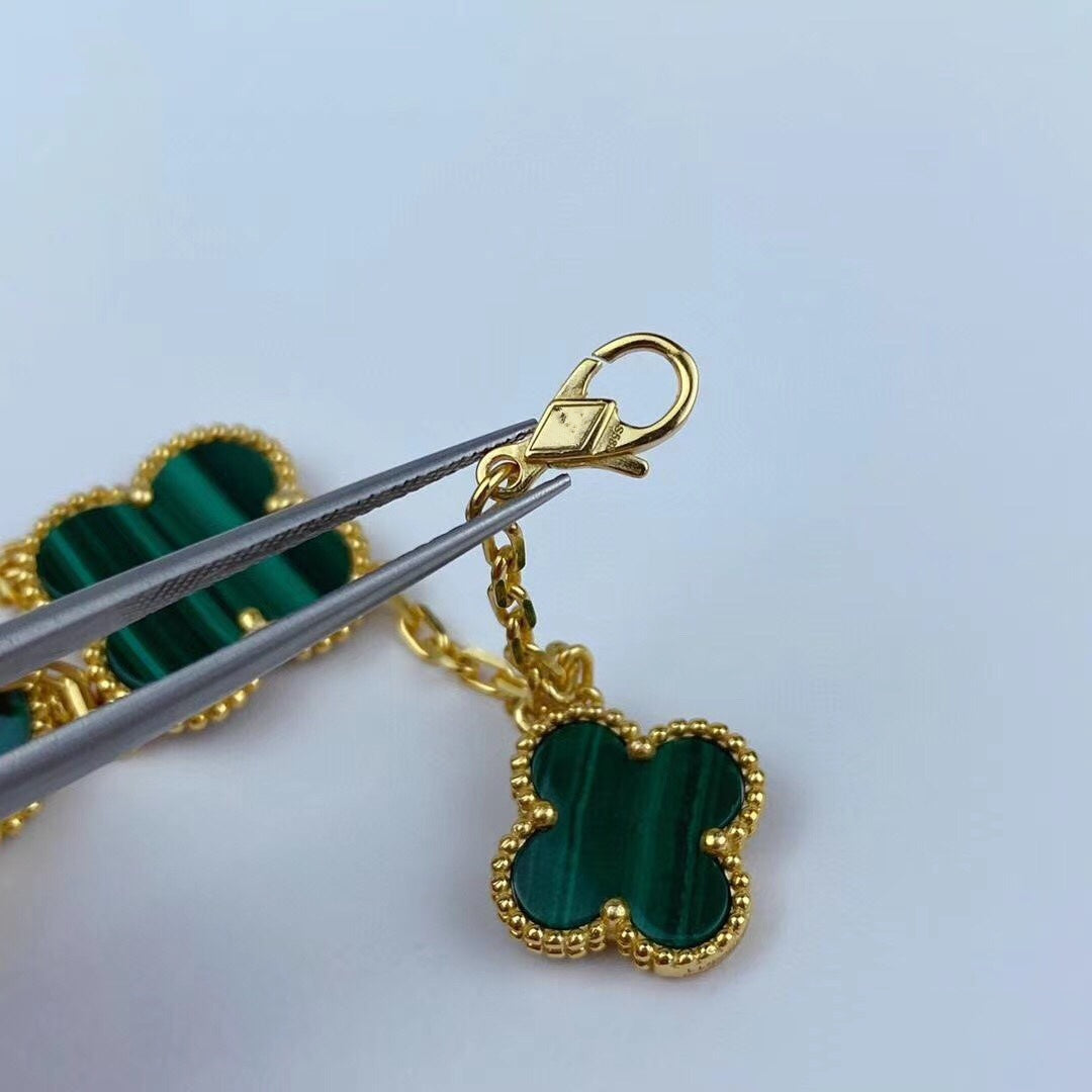 [Rose Jewellery]MAGIC CLOVER MALACHITE GOLD BRACELET 5 MOTIFS