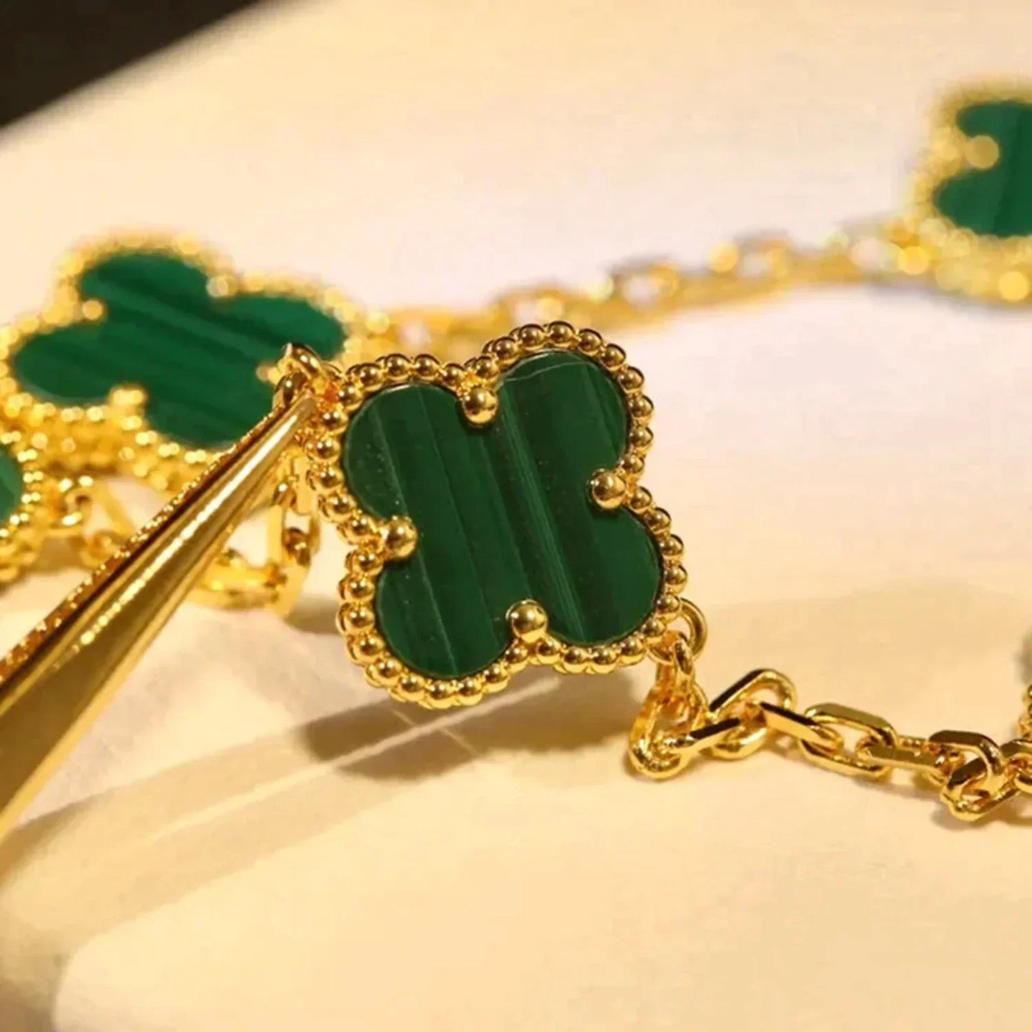 [Rose Jewellery]CLOVER 5 MOTIFS MALACHITE BRACELET