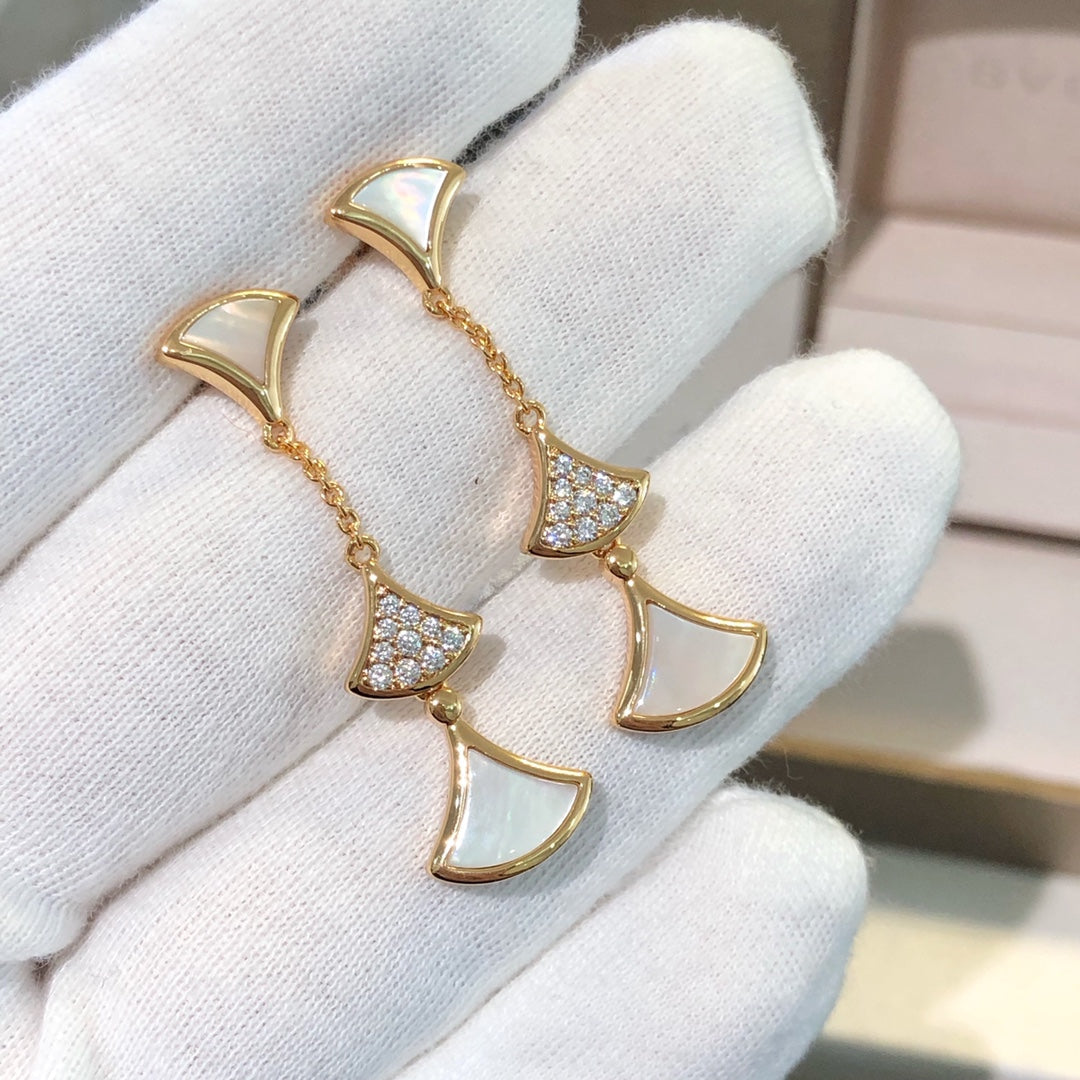 [Rose Jewellery]DREAM EARRINGS 3 MOTIFS DIAMOND MOP PINK GOLD