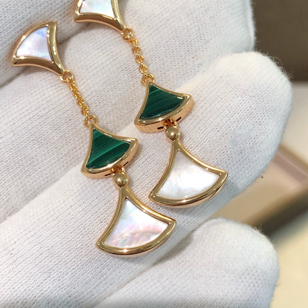 [Rose Jewellery]DREAM EARRINGS 3 MOTIFS MALACHITE MOP PINK GOLD