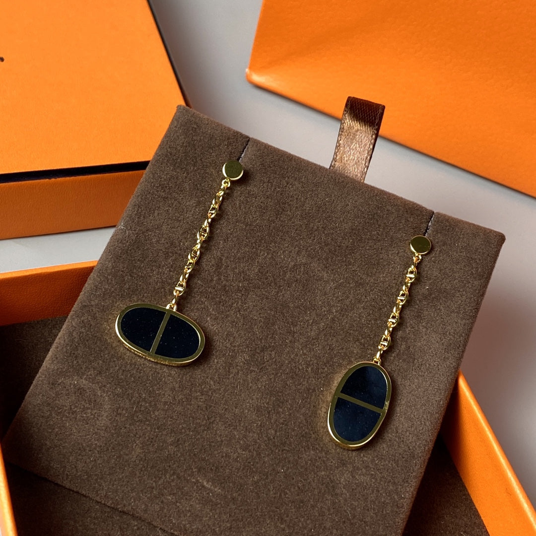 [Rose Jewellery]CHAINE VERSO BLACK CERAMIC EARRINGS