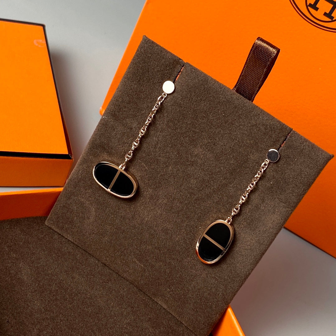 [Rose Jewellery]CHAINE VERSO BLACK CERAMIC EARRINGS