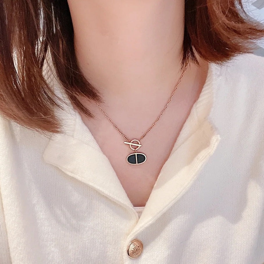 [Rose Jewellery]CHAINE VERSO BLACK CERAMIC NECKLACE