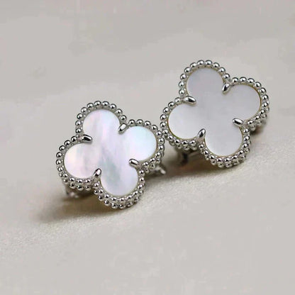 [Rose Jewellery]CLOVER MEDIUM 1 MOTIFS  WHITE MOP EARRINGS SILVER