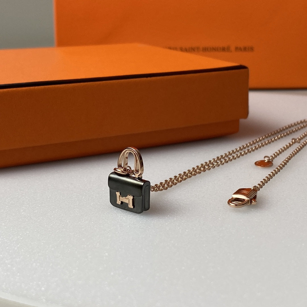 [Rose Jewellery]CONSTANCE BLACK PEDANT PINK GOLD NECKLACE