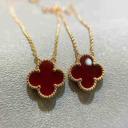 [Rose Jewellery]CLOVER 15MM CARNELIAN SINGLE FLOWER NECKLACE