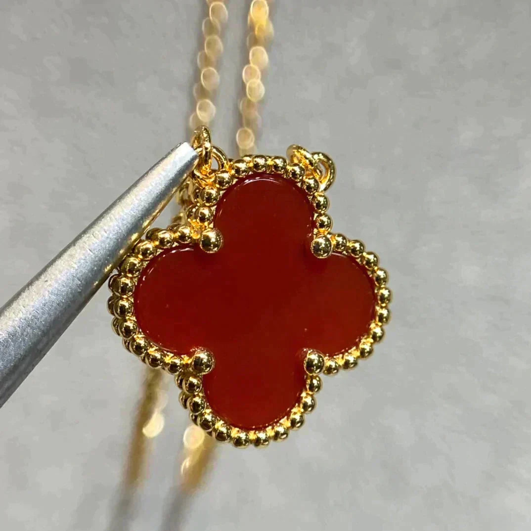 [Rose Jewellery]CLOVER 15MM CARNELIAN SINGLE FLOWER NECKLACE