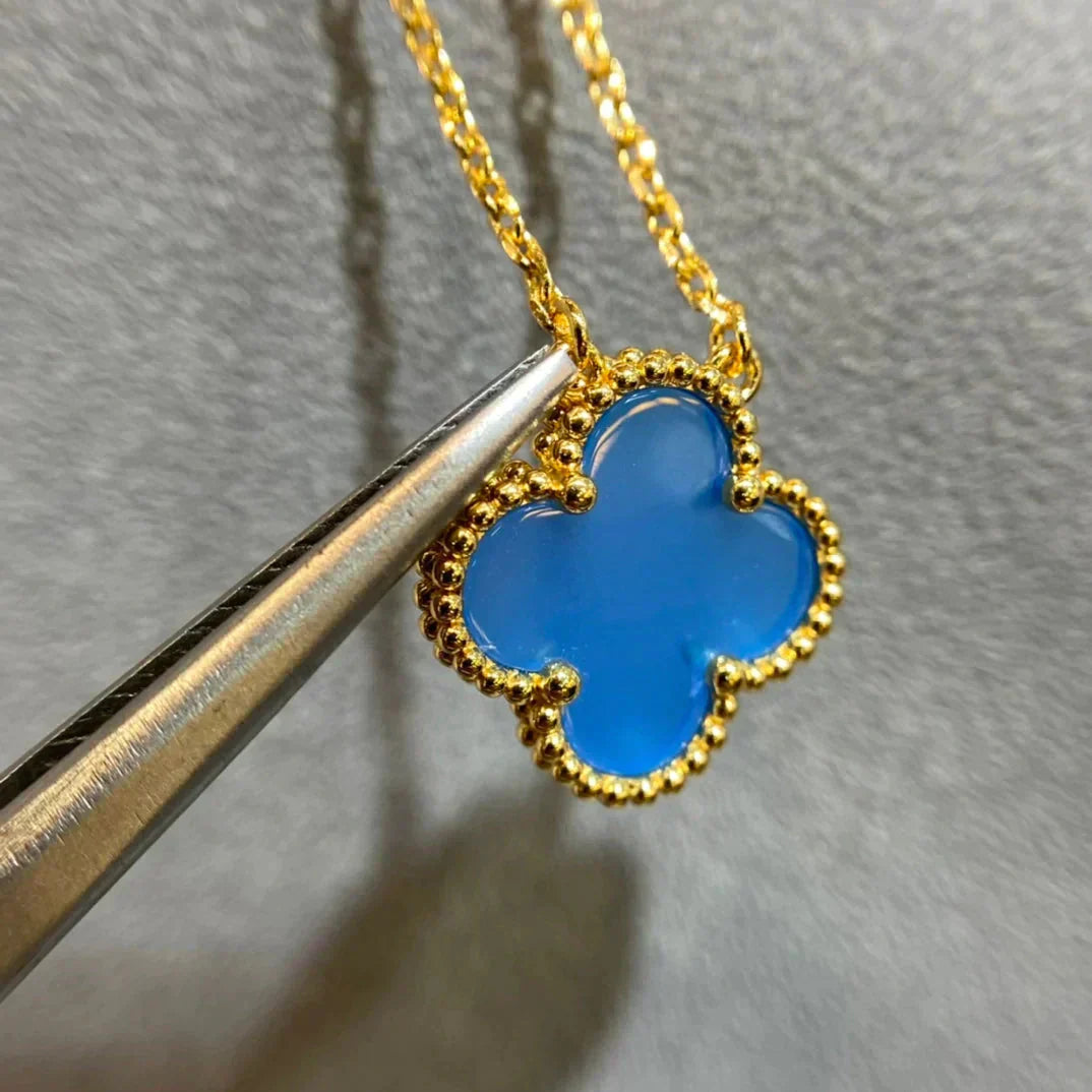 [Rose Jewellery]CLOVER 15MM BLUE AGATE NECKLACE