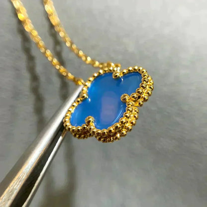 [Rose Jewellery]CLOVER 15MM BLUE AGATE NECKLACE