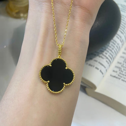 [Rose Jewellery]CLOVER 25MM NECKLACE GOLD ONYX