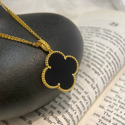 [Rose Jewellery]CLOVER 25MM NECKLACE GOLD ONYX