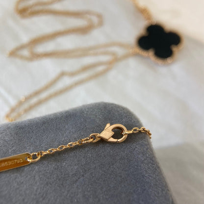 [Rose Jewellery]CLOVER 25MM NECKLACE GOLD ONYX