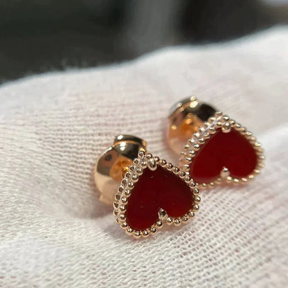 [Rose Jewellery]HEART CARNELIAN STUD EARRINGS