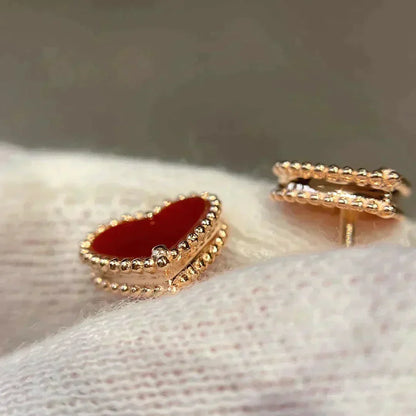 [Rose Jewellery]HEART CARNELIAN STUD EARRINGS