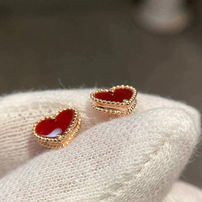 [Rose Jewellery]HEART CARNELIAN STUD EARRINGS