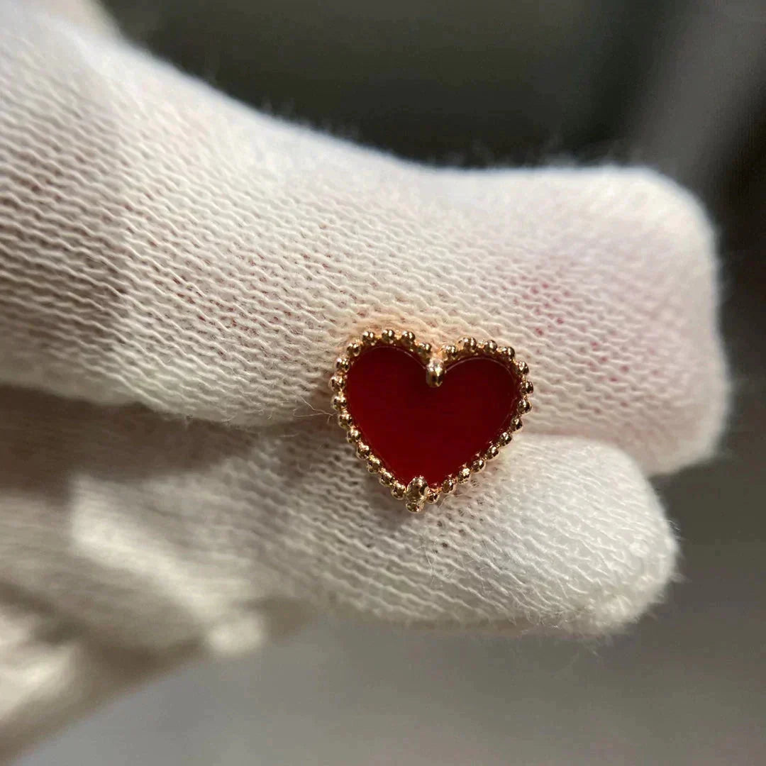 [Rose Jewellery]HEART CARNELIAN STUD EARRINGS