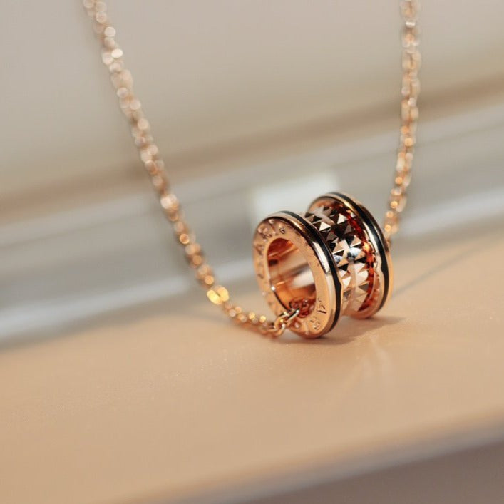 [Rose Jewellery]ZERO 1 ROCK PEDANT PINK GOLD BLACK NECKLACE