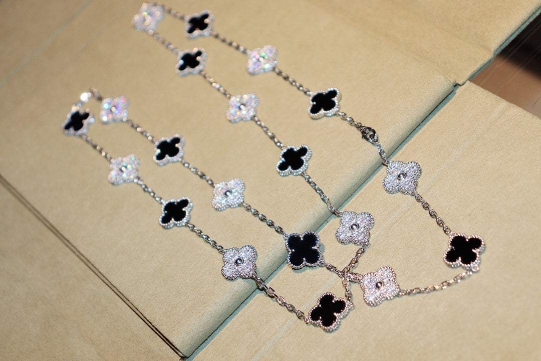 [Rose Jewellery]CLOVER 20 MOTIFS ONYX DIAMOND SILVER