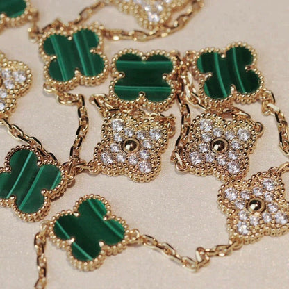 [Rose Jewellery]CLOVER 20 MOTIFS MALACHITE DIAMOND NECKLACE