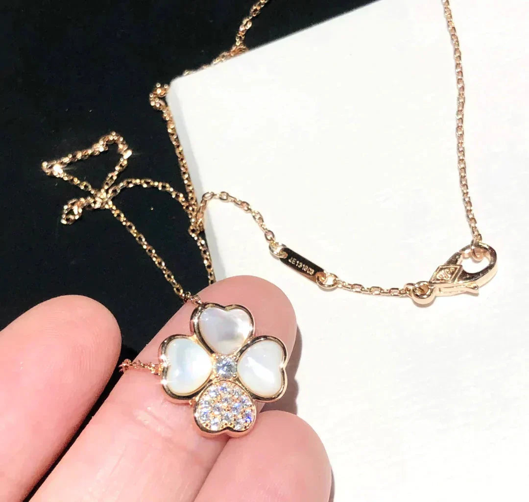 [Rose Jewellery]CLOVER MOP DIAMOND ROSE GOLD NECKLACE