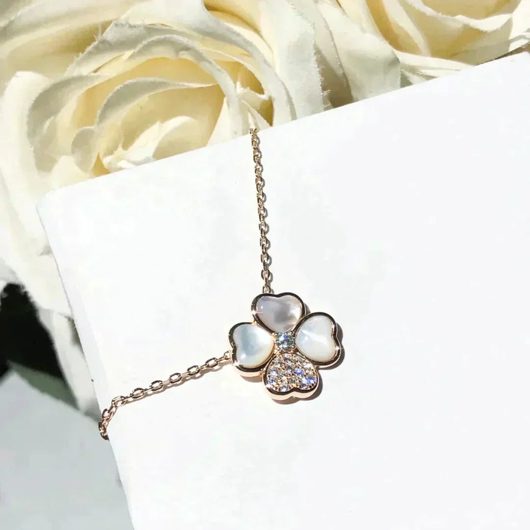 [Rose Jewellery]CLOVER MOP DIAMOND ROSE GOLD NECKLACE