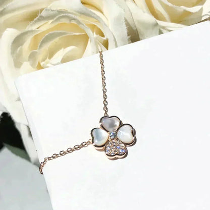 [Rose Jewellery]CLOVER MOP DIAMOND ROSE GOLD NECKLACE