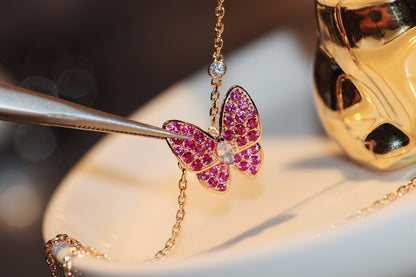 [Rose Jewellery]BUTTERFLY RED DIAMOND ROSE GOLD NECKLACE