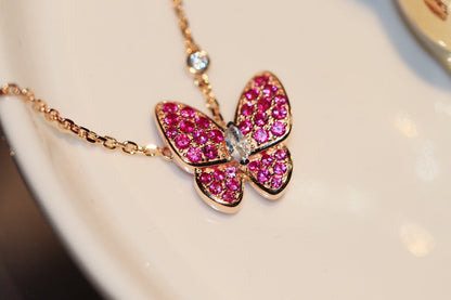 [Rose Jewellery]BUTTERFLY RED DIAMOND ROSE GOLD NECKLACE