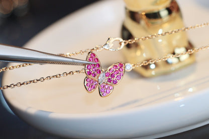 [Rose Jewellery]BUTTERFLY RED DIAMOND ROSE GOLD NECKLACE