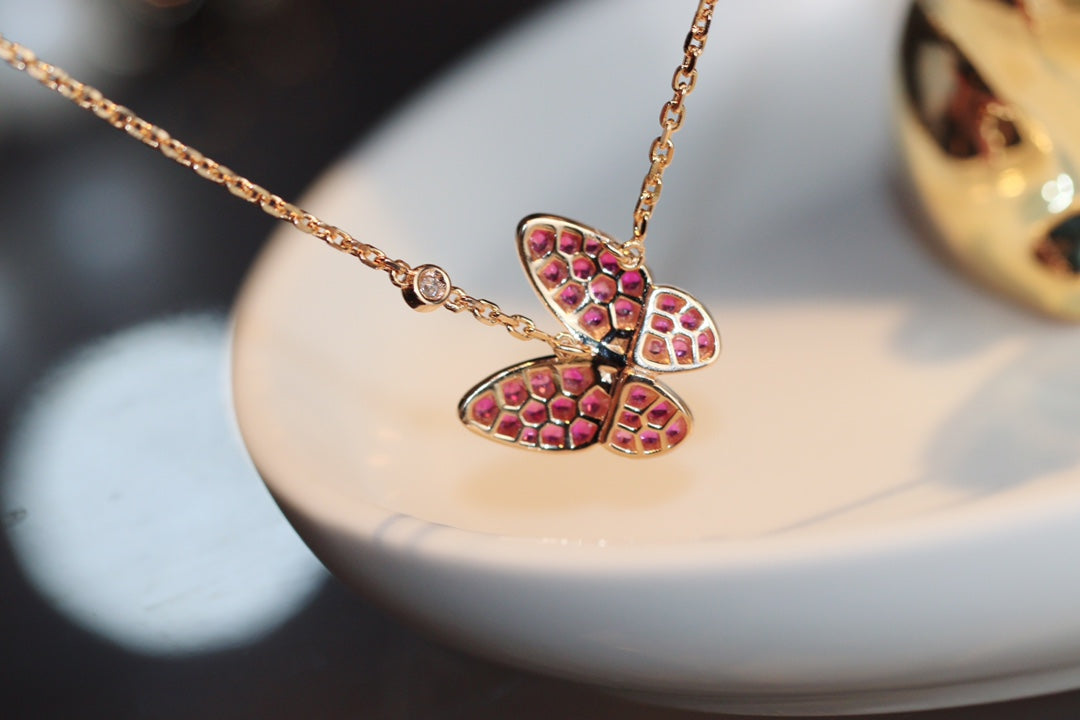 [Rose Jewellery]BUTTERFLY RED DIAMOND ROSE GOLD NECKLACE