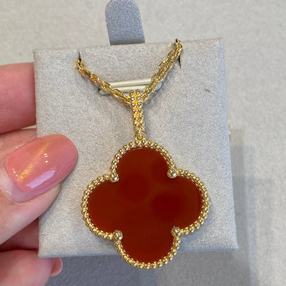 [Rose Jewellery]CLOVER 25MM NECKLACE GOLD CARNELIAN