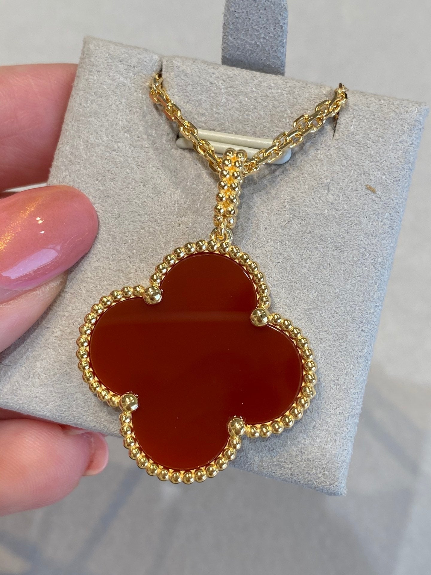 [Rose Jewellery]CLOVER 25MM NECKLACE GOLD CARNELIAN