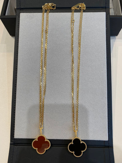 [Rose Jewellery]CLOVER 25MM NECKLACE GOLD CARNELIAN