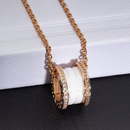 [Rose Jewellery]ZERO 1 WHITE CERAMIC PINK GOLD DIAMOND NECKLACE