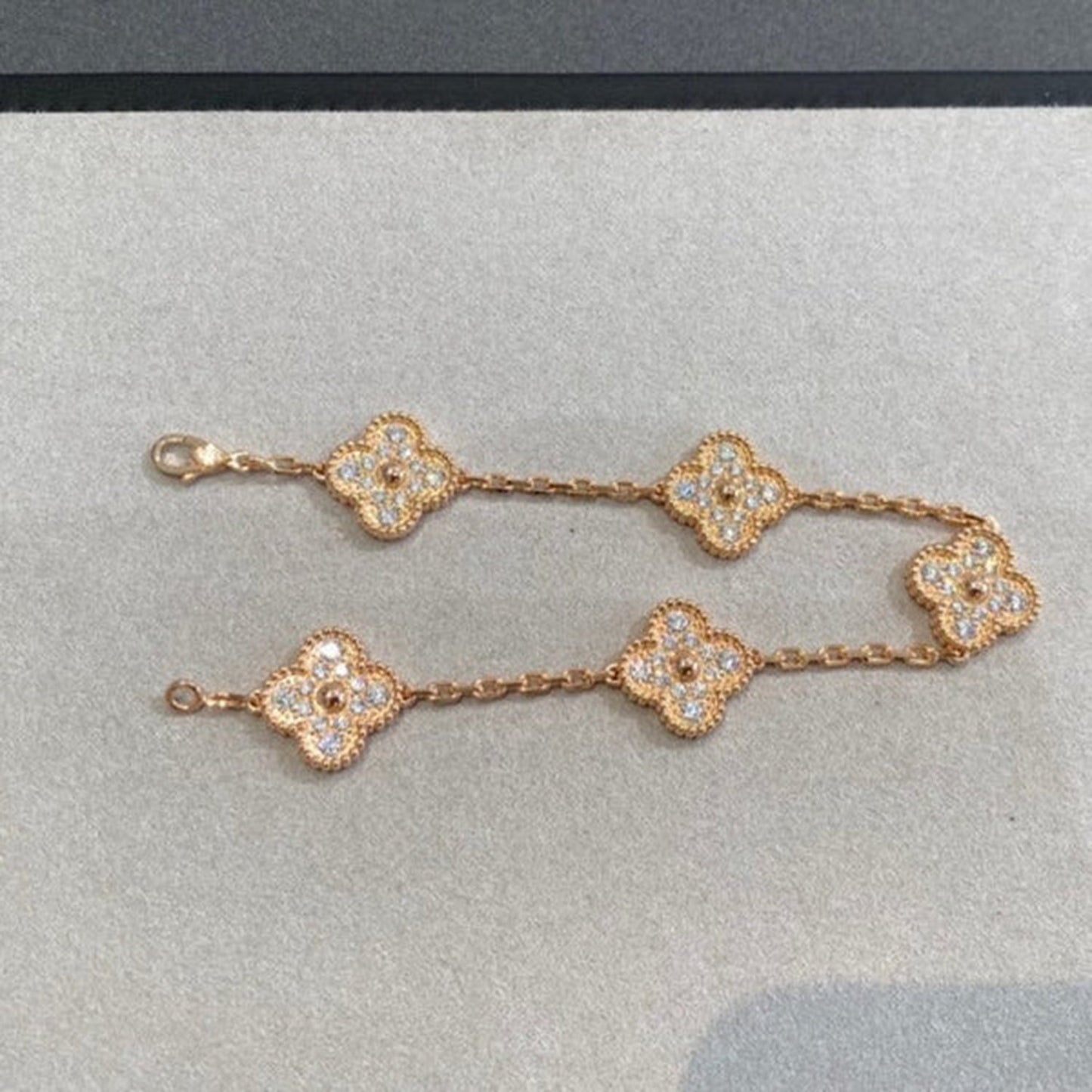 [Rose Jewellery]CLOVER 5 MOTIFS  FULL DIAMOND BRACELET