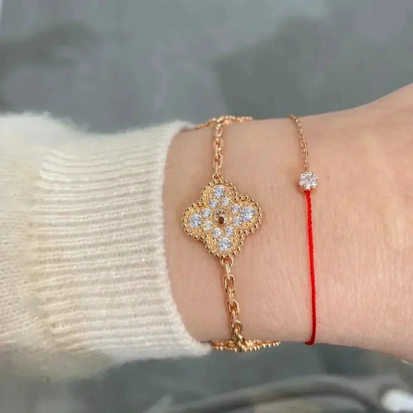 [Rose Jewellery]CLOVER 5 MOTIFS  FULL DIAMOND BRACELET