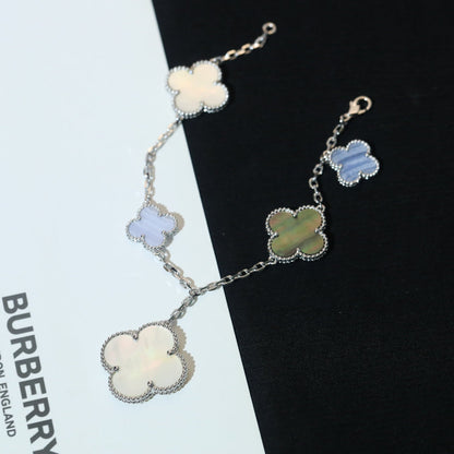 [Rose Jewellery]CLOVER BRACELET 5 MOTIFS MOP CHALCEDONY SILVER