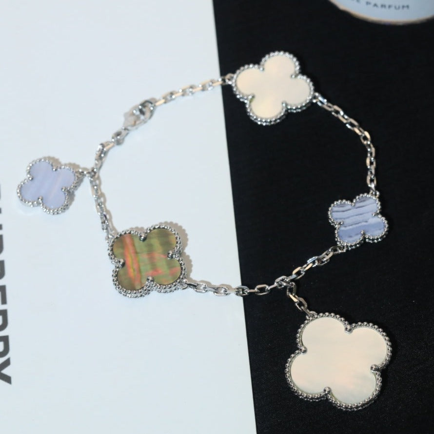 [Rose Jewellery]CLOVER BRACELET 5 MOTIFS MOP CHALCEDONY SILVER