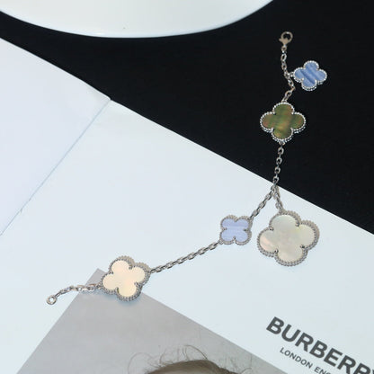 [Rose Jewellery]CLOVER BRACELET 5 MOTIFS MOP CHALCEDONY SILVER