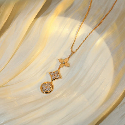 [Rose Jewellery]STAR AND SUN DIAMOND PINK GOLD NECKLACE