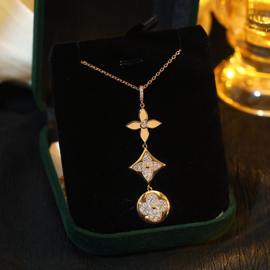 [Rose Jewellery]STAR AND SUN DIAMOND PINK GOLD NECKLACE