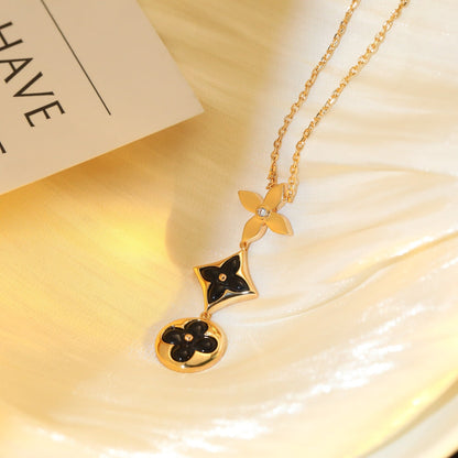 [Rose Jewellery]STAR AND SUN ONYX PINK GOLD NECKLACE