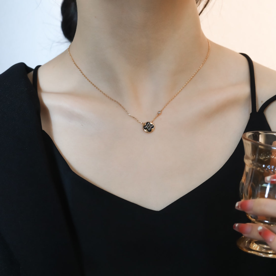 [Rose Jewellery]SUN PEDANT PINK GOLD 1 DIAMOND NECKLACE